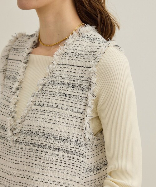 ROPE'（ロペ）の「【GIOLICA（ジオリカ）】別注TWEED V OP（ワンピース）（ワンピース・レディース・ホワイト/ブルー・36/38）」の16枚目の写真