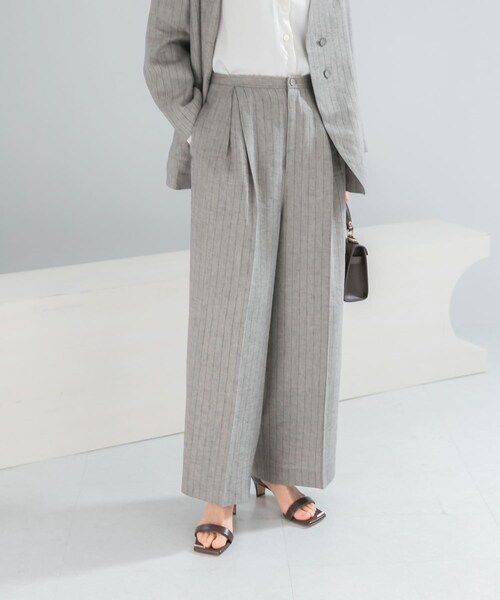 URBAN RESEARCH ROSSO（アーバンリサーチロッソ）の「ラメリネンストライプワイドパンツ（その他パンツ・レディース・BEIGE/CHARCOAL・36/38）」の7枚目の写真