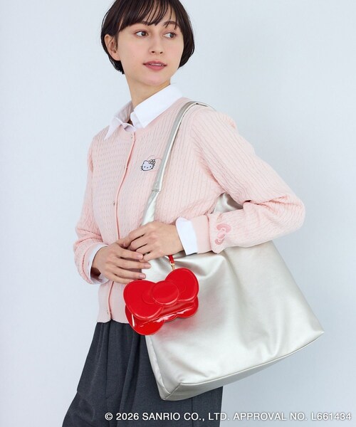 ROPE' PICNIC(ロペピクニック)の「【ROPE' PICNIC×ハローキティ】2WAYストラップ付きミニショルダーリボンバッグ(トートバッグ・レディース・ブラック/レッド・F)」の16枚目の写真