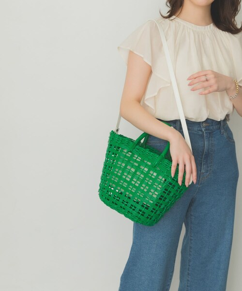 RODE SKO（ロデスコ）の「ショルダー付編みかごバッグ（かごバッグ・レディース・BROWN/WHITE/GREEN/BLUE・one）」の17枚目の写真