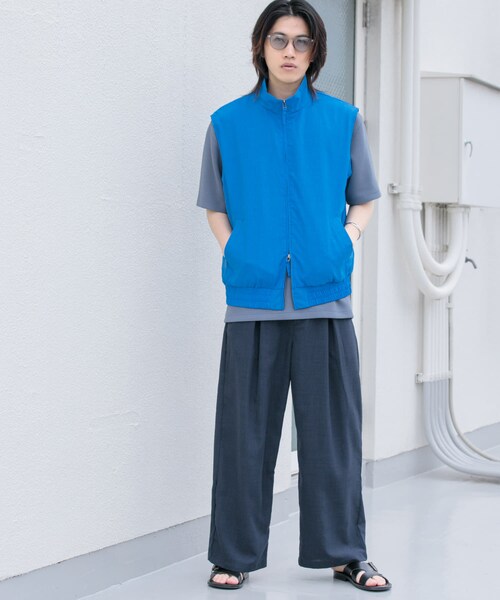 SENSE OF PLACE by URBAN RESEARCH（センスオブプレイスバイアーバンリサーチ）の「『イージーケア/セットアップ対応』リネンライクスタンドカラーWジップベスト（ベスト・メンズ・L.BLUE/CHARCOAL/NAVY・M/L）」の19枚目の写真