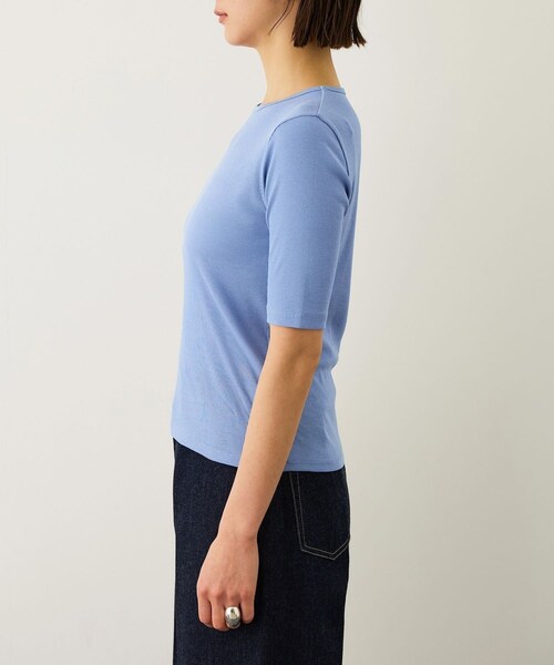 ROPE'（ロペ）の「コンフォートリブハーフスリーブカットソー(5分袖)/イージーケア・接触冷感（Tシャツ/カットソー・レディース・ブラック/ブラウン/サックス・F）」の15枚目の写真