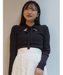 MERCURYDUO | 2WAYリボンカットアウトロングスリーブリブニット(ニット/セーター)