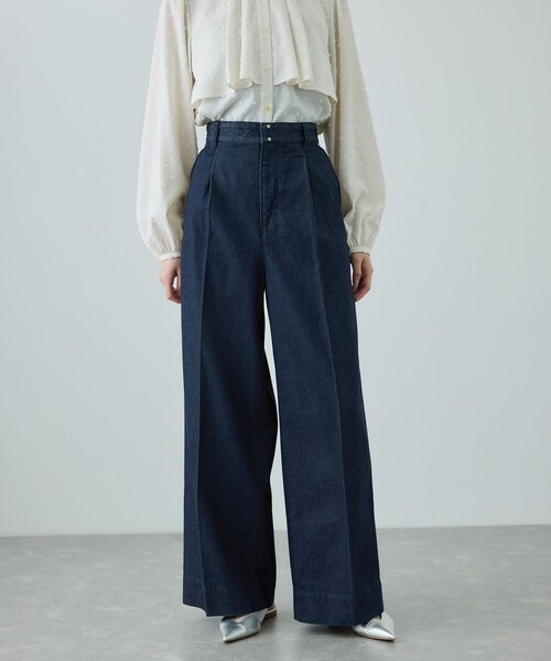 ROPE'（ロペ）の「テンセルデニムストレートワイドパンツ/イージーケア・セットアップ対応（デニムパンツ・レディース・ネイビー/ブルー・36/38/40）」の14枚目の写真