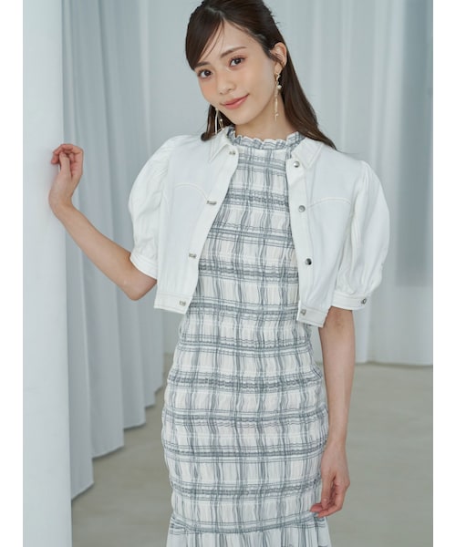 MERCURYDUO（マーキュリーデュオ）の「パフスリーブデニムジャケット（デニムジャケット・レディース・オフホワイト/インディゴ・S/M）」の5枚目の写真