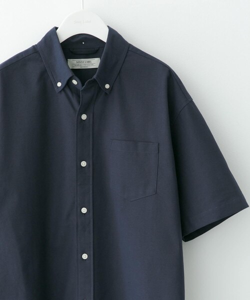 URBAN RESEARCH Sonny Label（アーバンリサーチサニーレーベル）の「抗菌オックスボタンダウン半袖シャツ（シャツ/ブラウス・メンズ・ホワイト/サックスブルー/ネイビー/ギンガムチェック/オフストライプ/グレー・M/L/XL）」の4枚目の写真