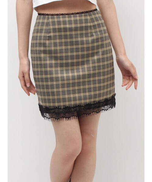 EVRIS（エヴリス）の「レースコンビミニスカート【セットアップ着用可能】（スカート・レディース・ブラック/ブラウン/ミックス・S/M）」の9枚目の写真