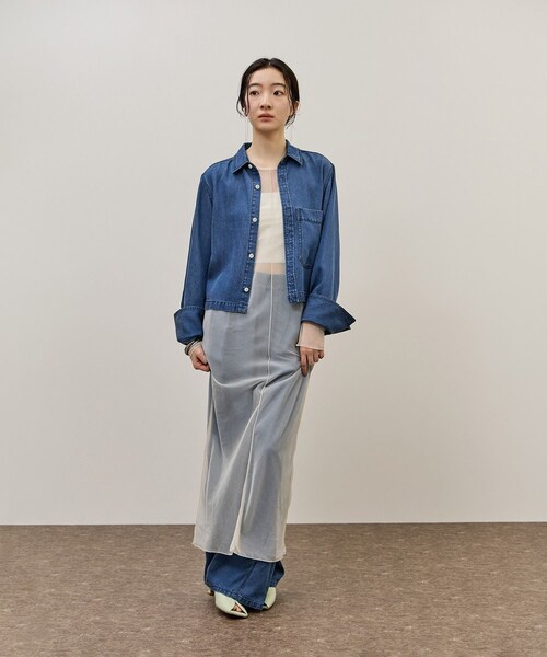 ADAM ET ROPE'(アダムエロペ)の「シアーロングスリーブワンピース(ワンピース・レディース・ブラック/ホワイト系・F)」の4枚目の写真