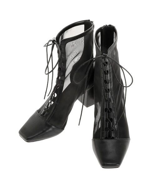 MERCURYDUO（マーキュリーデュオ）の「レースアップメッシュブーツ（ブーツ・レディース・アイボリー/ブラック/ブラウン・36/38）」の8枚目の写真