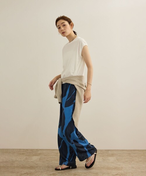 ROPE'(ロペ)の「【洗える】オーガニックコットンハイゲージフレンチスリーブニット(ニット/セーター・レディース・ホワイト/ネイビー/ターコイズ・F)」の6枚目の写真