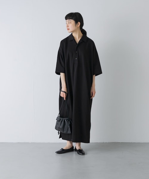 かぐれ（カグレ）の「『2サイズ展開』オープンカラーカットワンピース（ワンピース・レディース・BLACK・0/1）」の5枚目の写真