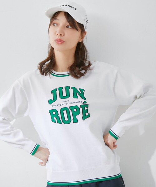 ROPE'（ロペ）の「カレッジロゴ長袖ニットプルオーバー（ニット/セーター・レディース・ブラック/ホワイト/ネイビー/イエロー・L/M/S）」の2枚目の写真