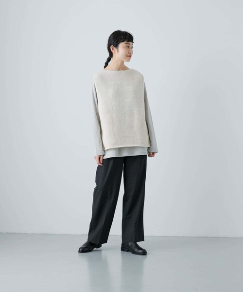 かぐれ（カグレ）の「ボートネックロングカットソー（Tシャツ/カットソー・レディース・OFF/L.GRAY/NAVY・Free/FREE）」の21枚目の写真