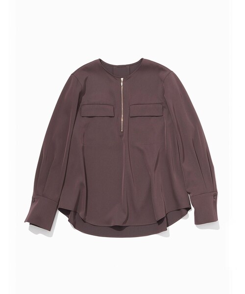 ROPE'（ロペ）の「フロントジップブラウス/セットアップ対応・イージーケア（シャツ/ブラウス・レディース・ダークブラウン/ネイビー/ピンク・34/36/38）」の4枚目の写真