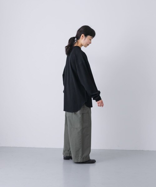 かぐれ（カグレ）の「サーマルクルーネックプルオーバー（Tシャツ/カットソー・レディース・LIGHT GRAY/BLACK・Free）」の8枚目の写真