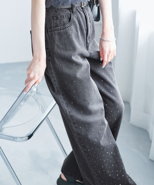 ROPE' PICNIC（ロペピクニック）の「キラキラビジューデニム（デニムパンツ・レディース・ネイビー/ブルー/ブラック系・36/38/40）」の10枚目の写真