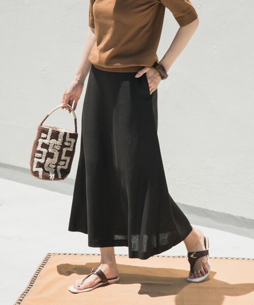 麻混レーヨンフレアスカート