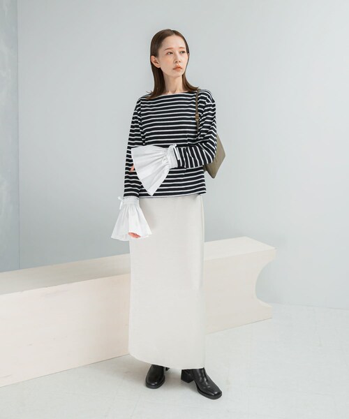 URBAN RESEARCH ROSSO（アーバンリサーチロッソ）の「Mewl　シャツスリーブボーダーTOPS（Tシャツ/カットソー・レディース・OWHITE/BLACK・Free）」の10枚目の写真