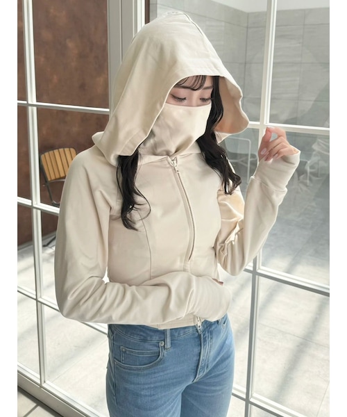 dazzlin（ダズリン）の「【吉田朱里】UVコンパクトパーカー（パーカー・レディース・ブラック/ピンク/ベージュ・F）」の5枚目の写真