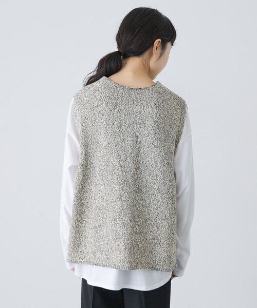かぐれ（カグレ）の「テープヤーンニットベスト（ベスト・レディース・L/BEIGE/BLACK・Free）」の15枚目の写真