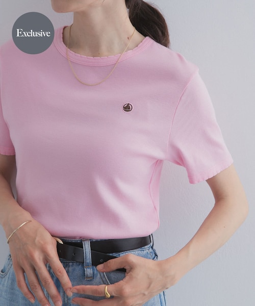 URBAN RESEARCH DOORS(アーバンリサーチドアーズ)の「『別注』PETIT BATEAU×DOORS POINTCOCOTTE T-SHIRTS(Tシャツ/カットソー・レディース・ECUME/OLIVINE/SMOKING/MARQUISE・S/M)」の4枚目の写真