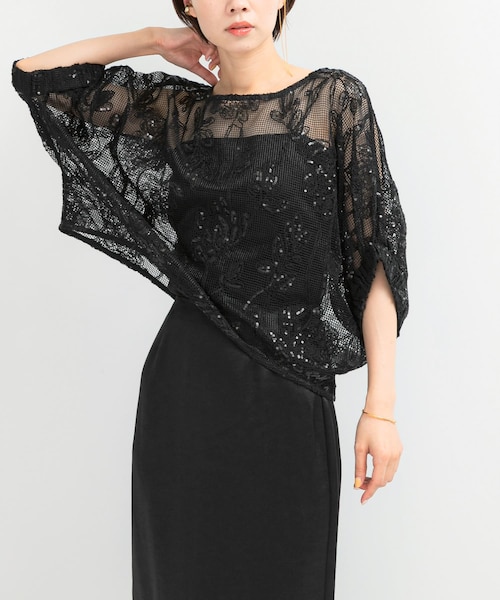 URBAN RESEARCH ROSSO（アーバンリサーチロッソ）の「TORRAZZO DONNA　Botanical pattern spangle blouse（シャツ/ブラウス・レディース・BLACK/IVORY・FREE）」の2枚目の写真
