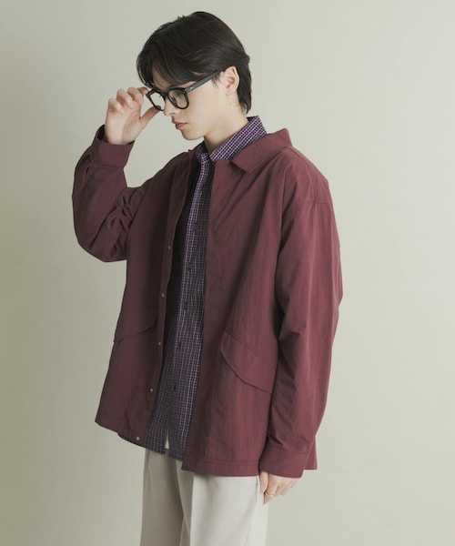 SENSE OF PLACE by URBAN RESEARCH（センスオブプレイスバイアーバンリサーチ）の「ユーティリティーロングスリーブシャツジャケット（テーラードジャケット・メンズ・BLACK/GREIGE/PURPLE・M/L）」の3枚目の写真