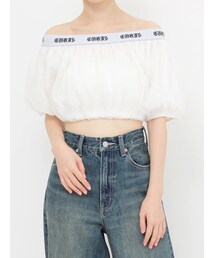 ロゴラインオフショルトップス