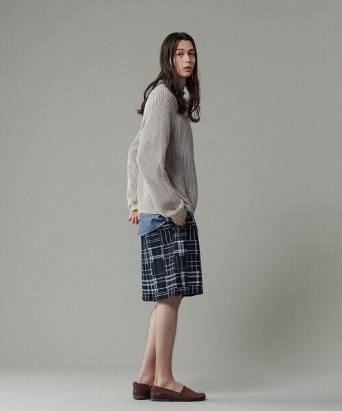 ADAM ET ROPE'(アダムエロペ)の「パッチワーク マドラスチェック ワイド イージーショーツ / セットアップ対応(その他パンツ・メンズ・ホワイト系/ネイビー系/レッド系・L/M)」の10枚目の写真