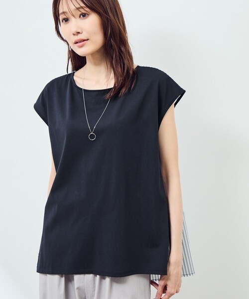 ROPE' PICNIC(ロペピクニック)の「ストライプドッキングフレンチスリーブプルオーバー(Tシャツ/カットソー・レディース・ホワイト系/ネイビー・38)」の21枚目の写真