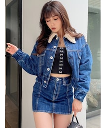 GYDA | 【セットアップ着用可】ボアCOLLAR QUILTINGショートGジャン(デニムジャケット)