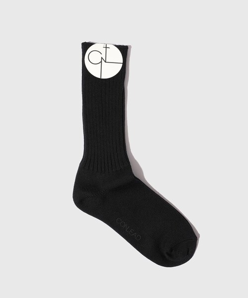 ADAM ET ROPE'（アダムエロペ）の「【CONLEAD/コンリード】Rib Socks（ソックス/靴下・メンズ・ブラック/ホワイト・M/S）」の2枚目の写真