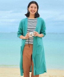 SMILE LAND | 大きいサイズ　綿混うすカルスリットロング丈カーディガン（ＵＶカット+吸汗速乾+抗菌防臭+毛玉防止）(カーディガン/ボレロ)