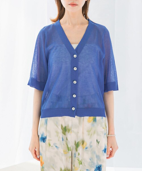 URBAN RESEARCH ROSSO（アーバンリサーチロッソ）の「デザインボタンシアーカーディガン（カーディガン/ボレロ・レディース・WHITE/BLUE・FREE）」の15枚目の写真