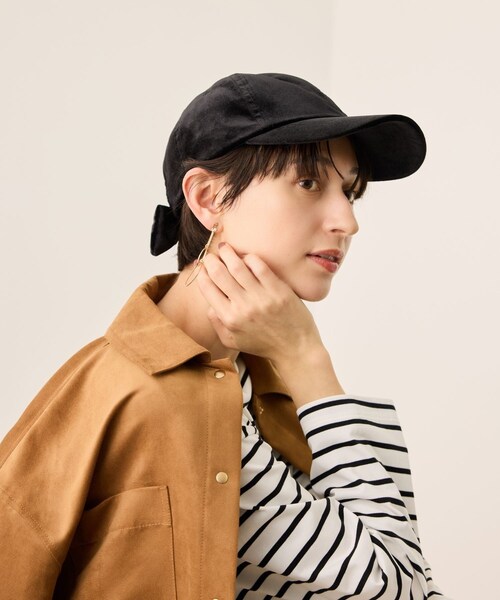 ROPE' PICNIC(ロペピクニック)の「ベロアリボンキャップ(キャップ・レディース・ブラック/ベージュ・F)」の5枚目の写真