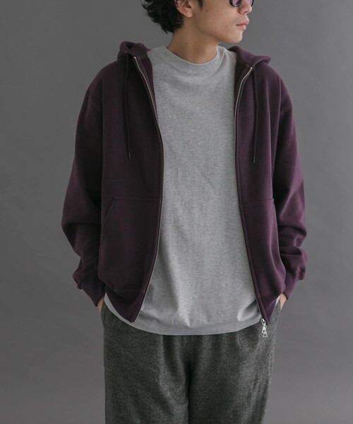 URBAN RESEARCH DOORS（アーバンリサーチドアーズ）の「FORK&SPOON　リサイクルコットン裏毛ジップフーディー（パーカー・メンズ・DARKPURPLE/BLACK・4/5）」の20枚目の写真