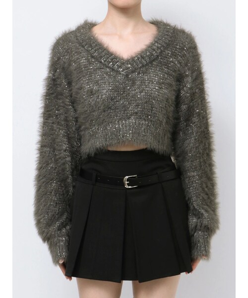 EMODA（エモダ）の「シャギーシークインズニット（ニット/セーター・レディース・アイボリー/グレー/ブラック/アイスブルー/ピンク・F）」の9枚目の写真