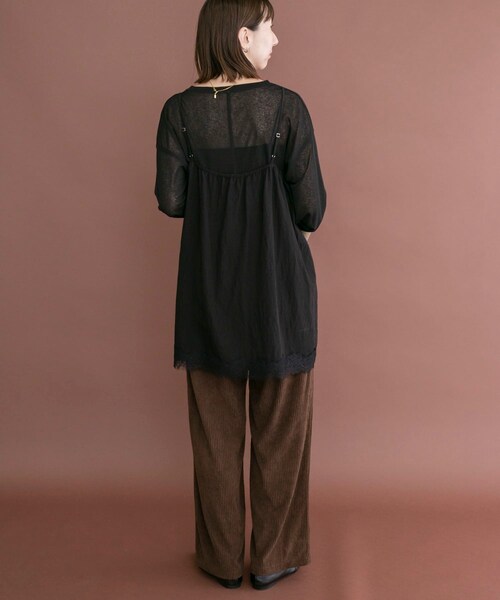 ITEMS URBANRESEARCH（アイテムズ アーバンリサーチ）の「レースキャミチュニック（チュニック・レディース・DOT/BLK/BRN/OFF・Free）」の20枚目の写真