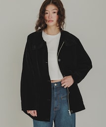 KBF | ハイネックベロアミドルジャケット(ブルゾン)