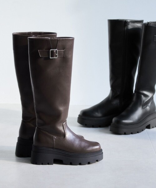 VIS(ビス)の「サイドバックルタンクソールロングブーツ(ブーツ・レディース・ブラック/ダークブラウン・L/M/S)」の12枚目の写真