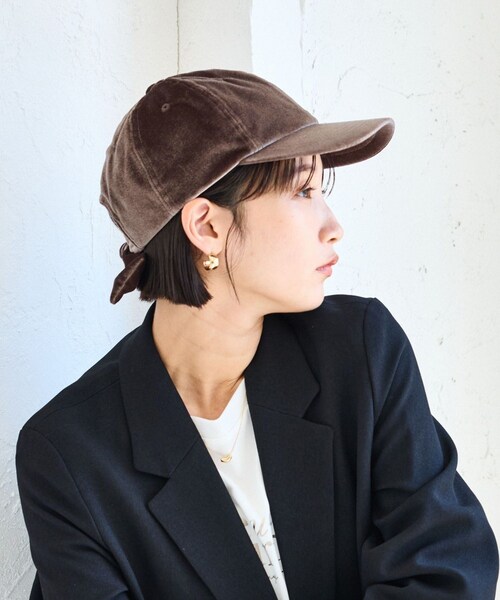VIS(ビス)の「バックリボンベロアキャップ(キャップ・レディース・ブラック/ダークブラウン/ベージュ系・F)」の3枚目の写真