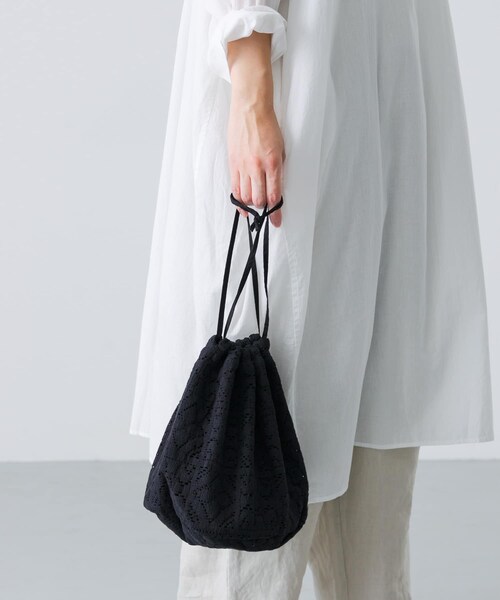 かぐれ（カグレ）の「コットンレース巾着バッグ（その他雑貨・レディース・OFF/BLACK・FREE）」の8枚目の写真
