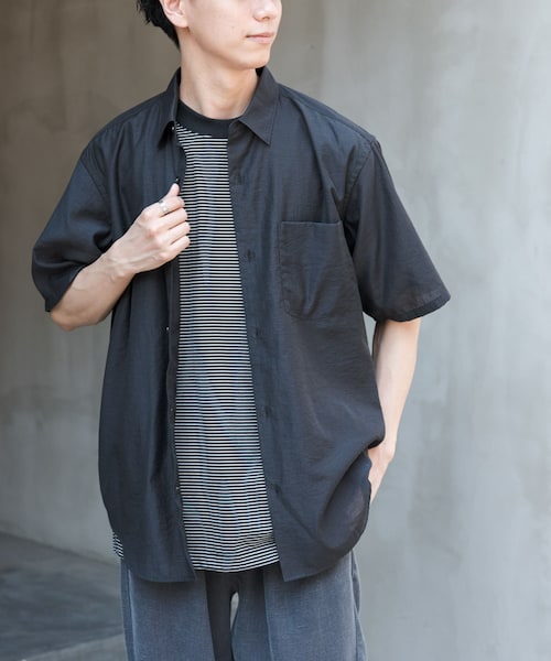 URBAN RESEARCH DOORS(アーバンリサーチドアーズ)の「FORK&SPOON Nylon Wool シャツ(シャツ/ブラウス・メンズ・BLACK/TAUPE・4/5)」の1枚目の写真