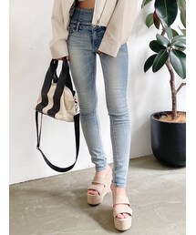 GYDA | H/W ウエストクロススキニーデニムパンツ(デニムパンツ)