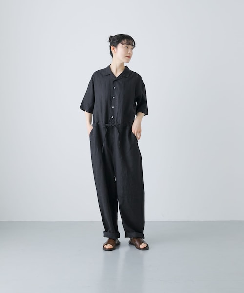 かぐれ（カグレ）の「リネンハーフスリーブオールインワン（サロペット/オーバーオール・レディース・BLACK/GREGE/CHARCOAL・FREE）」の16枚目の写真