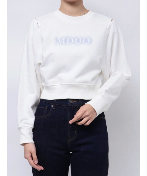 MERCURYDUO（マーキュリーデュオ）の「裏毛2WAYショルダースリットカットソー（Tシャツ/カットソー・レディース・オフホワイト/ベージュ・F）」の2枚目の写真