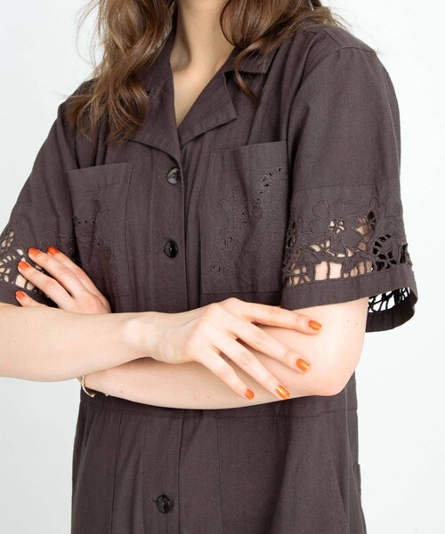 URBAN RESEARCH Sonny Label（アーバンリサーチサニーレーベル）の「エンブロイダリーコットンオールインワン（サロペット/オーバーオール・レディース・チャコールブラウン/ブラック・36/38）」の17枚目の写真