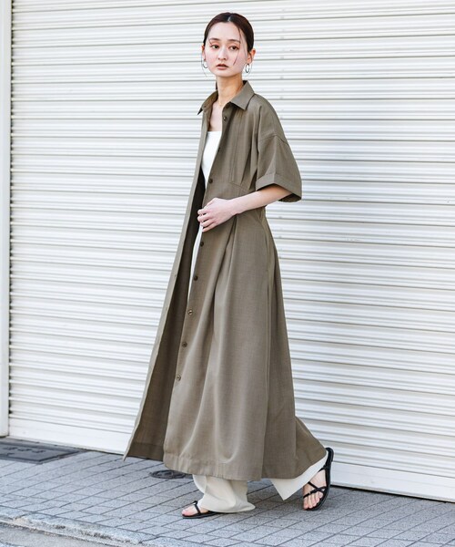 SENSE OF PLACE by URBAN RESEARCH（センスオブプレイスバイアーバンリサーチ）の「『UR TECH DRYLUXE』リネンライクワンピース（ワンピース・レディース・CHARCOAL/KHAKI/L.BLUE・COMPACT/One）」の20枚目の写真
