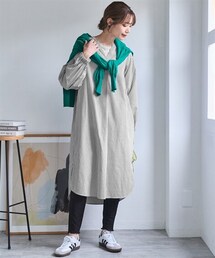 nissen | ＜大きいサイズ＞スキッパーシャツワンピース(ワンピース)