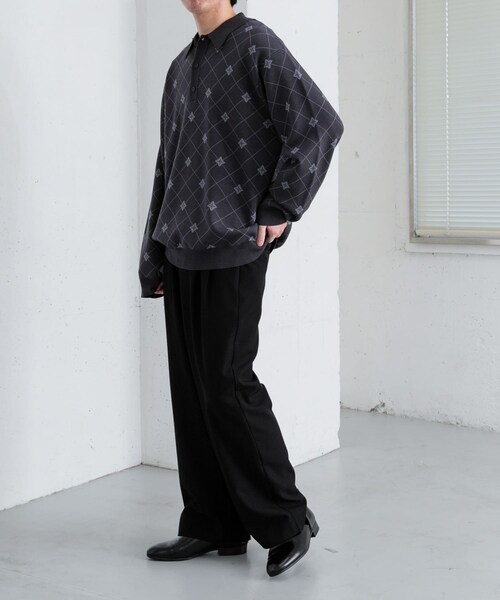 SENSE OF PLACE by URBAN RESEARCH（センスオブプレイスバイアーバンリサーチ）の「『イージーケア』ダブルタックワイドパンツ（その他パンツ・メンズ・CHARCOAL/BLACK/GREIGE/BLUE・S/M/L）」の12枚目の写真